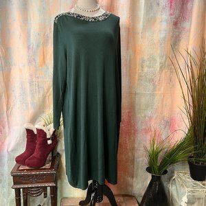 📌bpc Collection Elegant Knitted Beaded Plus Size Long Sleeves Dress